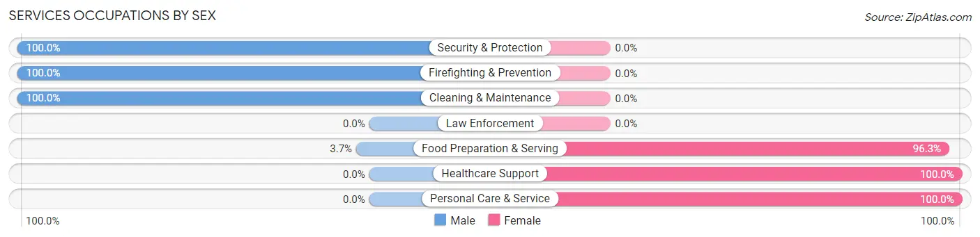 Services Occupations by Sex in Borden