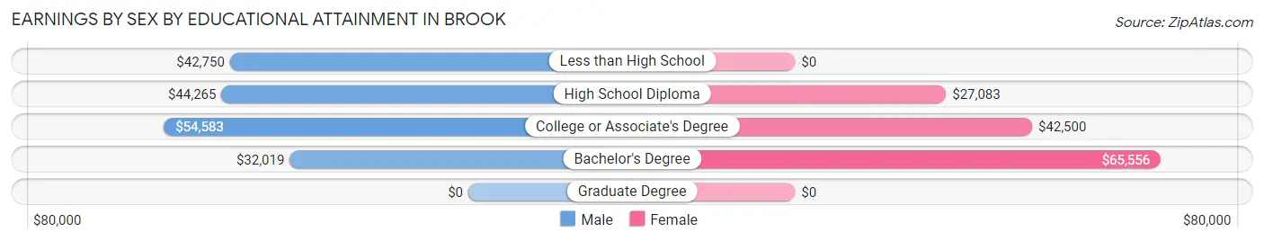 Earnings by Sex by Educational Attainment in Brook