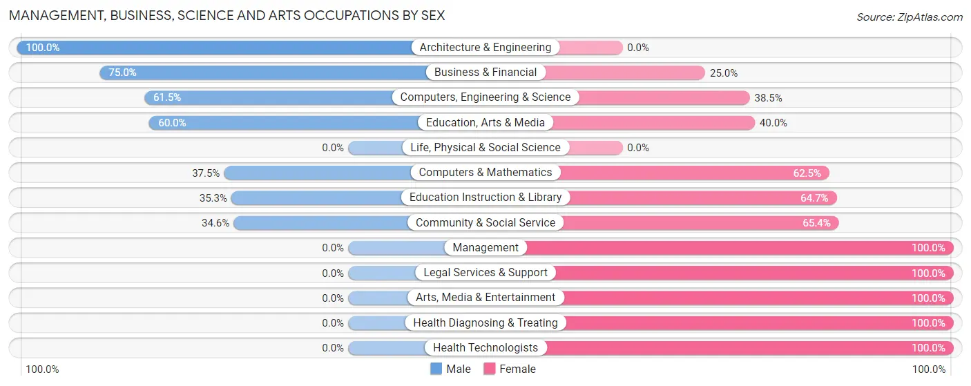 Management, Business, Science and Arts Occupations by Sex in Brook