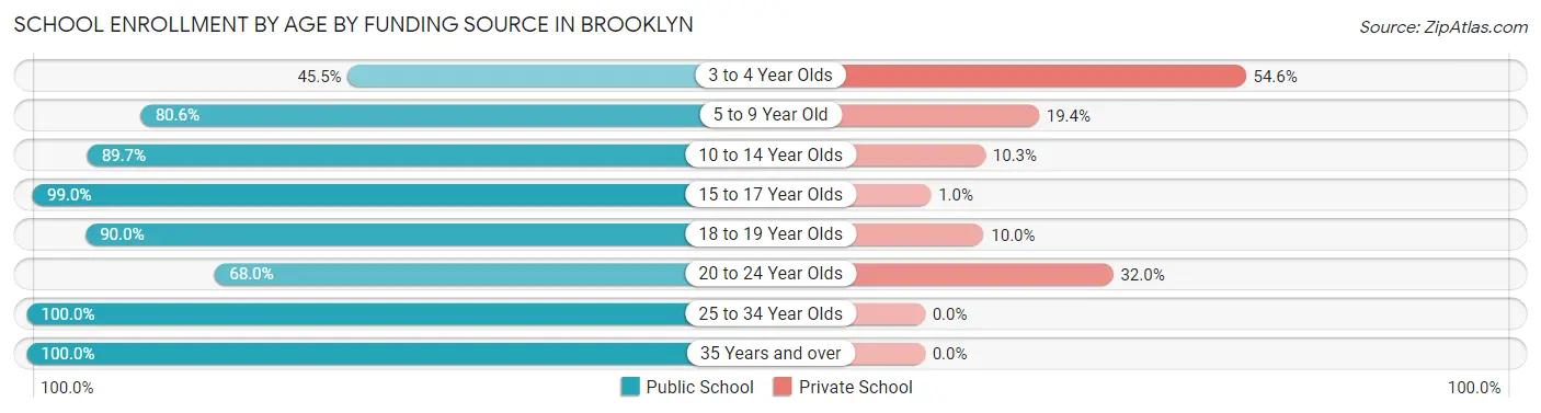 School Enrollment by Age by Funding Source in Brooklyn