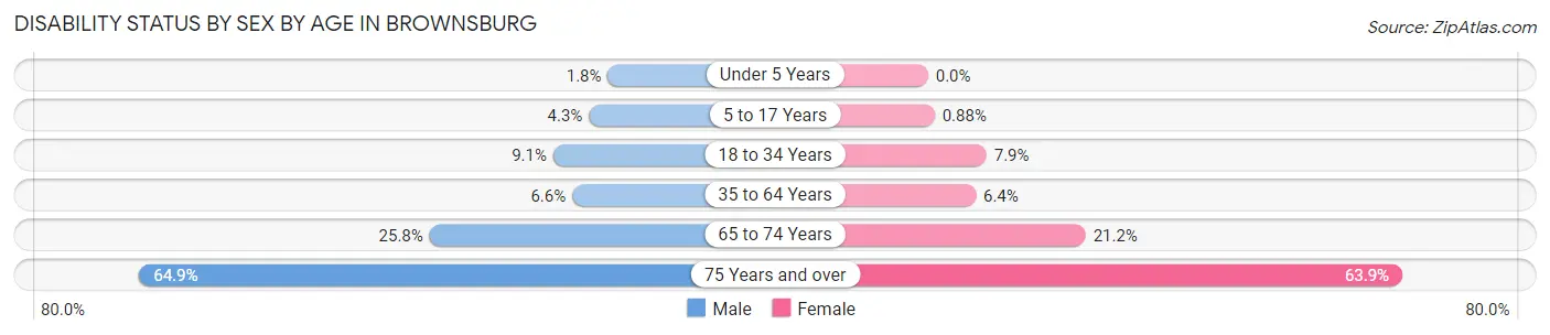 Disability Status by Sex by Age in Brownsburg