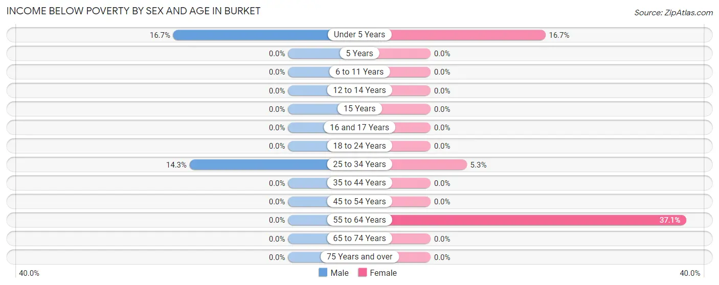Income Below Poverty by Sex and Age in Burket