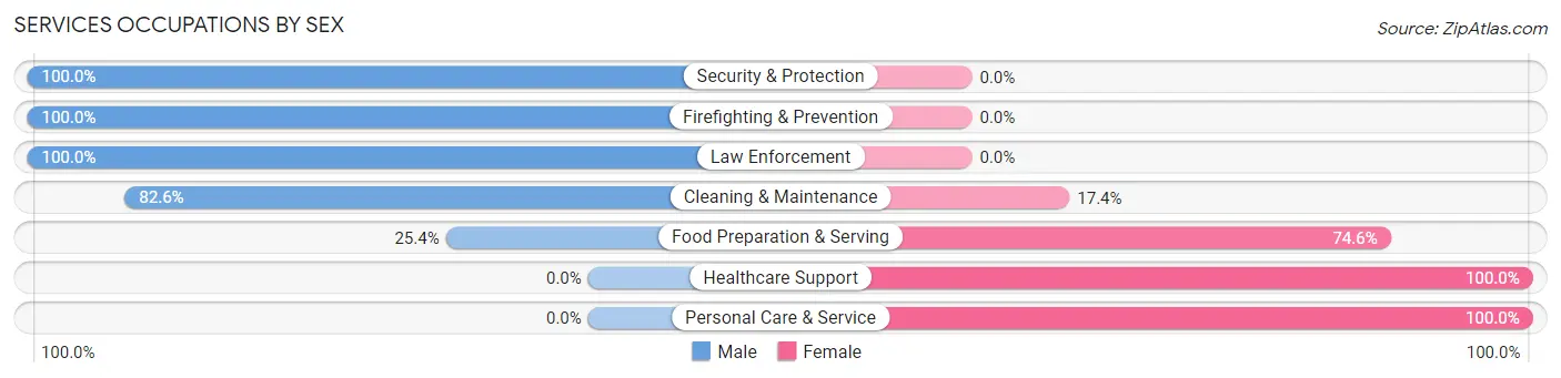 Services Occupations by Sex in Cambridge City