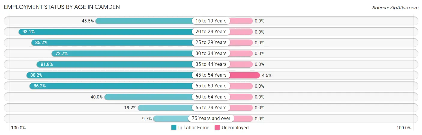 Employment Status by Age in Camden