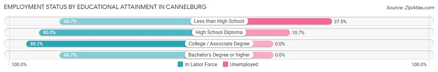 Employment Status by Educational Attainment in Cannelburg