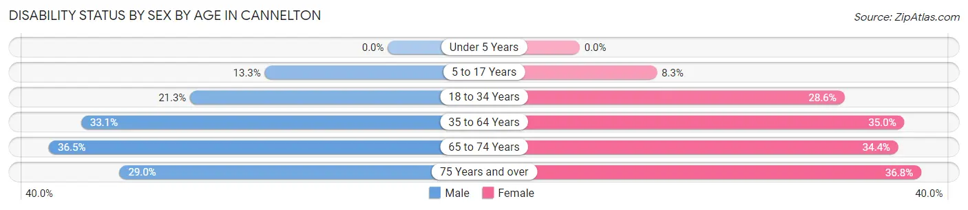 Disability Status by Sex by Age in Cannelton