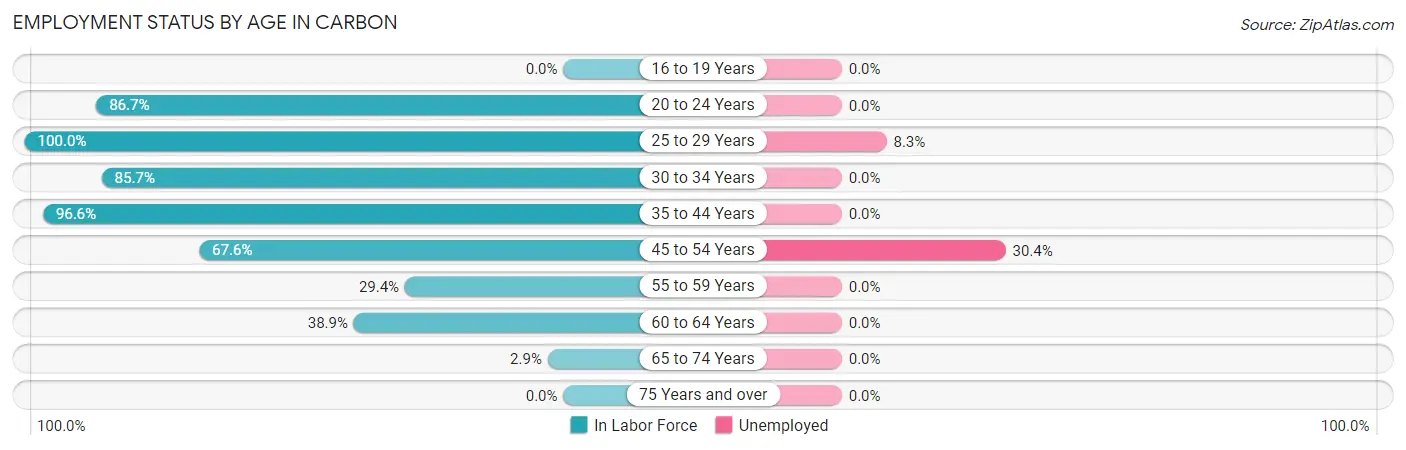 Employment Status by Age in Carbon