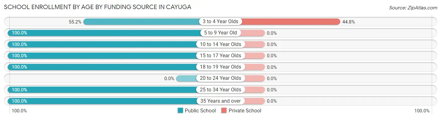 School Enrollment by Age by Funding Source in Cayuga