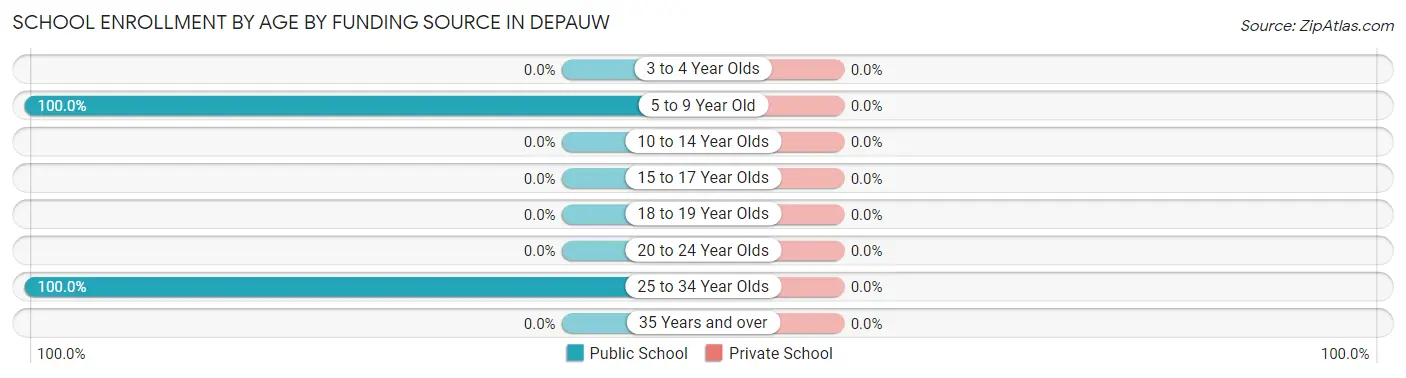 School Enrollment by Age by Funding Source in Depauw