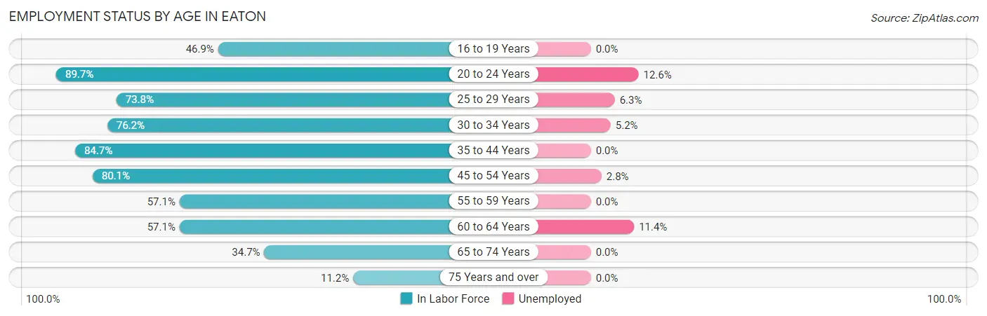Employment Status by Age in Eaton