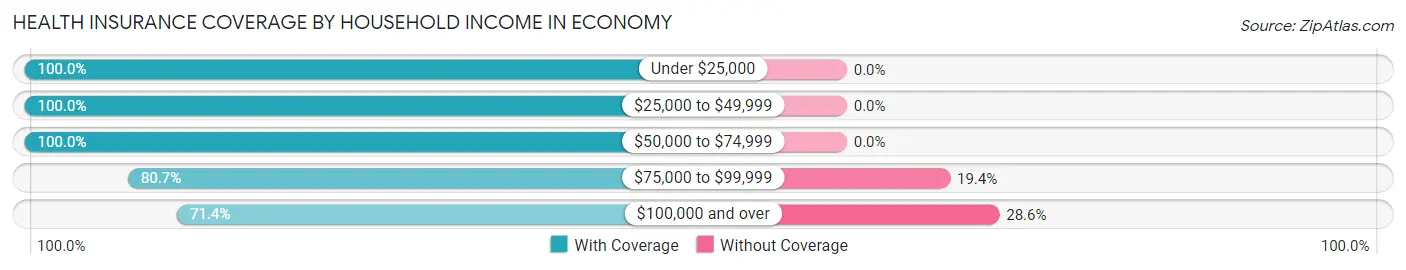 Health Insurance Coverage by Household Income in Economy