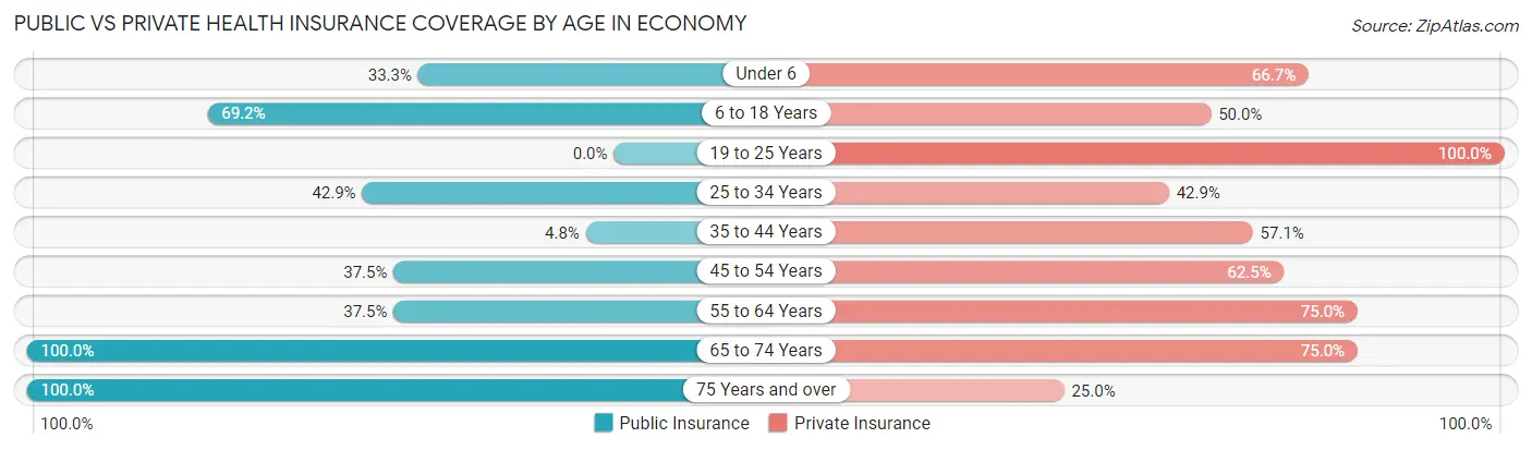 Public vs Private Health Insurance Coverage by Age in Economy