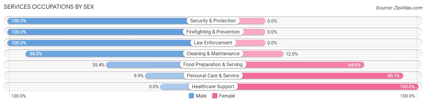 Services Occupations by Sex in Ellettsville