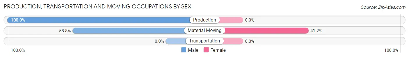 Production, Transportation and Moving Occupations by Sex in Fairbanks