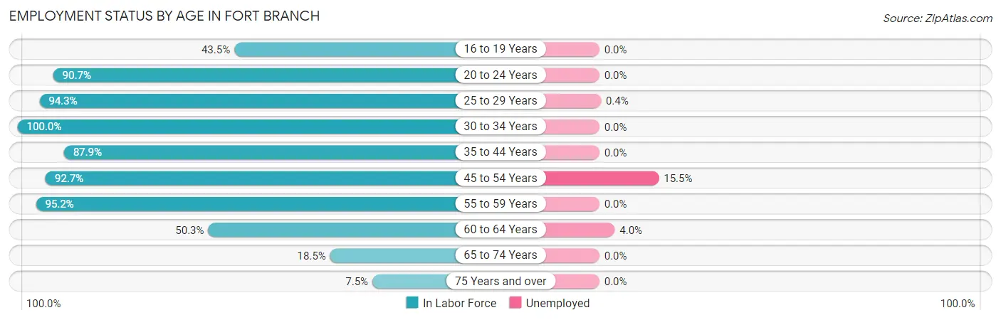 Employment Status by Age in Fort Branch