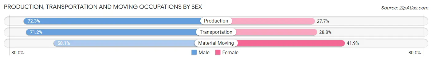 Production, Transportation and Moving Occupations by Sex in Hagerstown