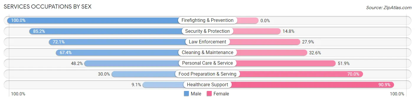 Services Occupations by Sex in Hagerstown