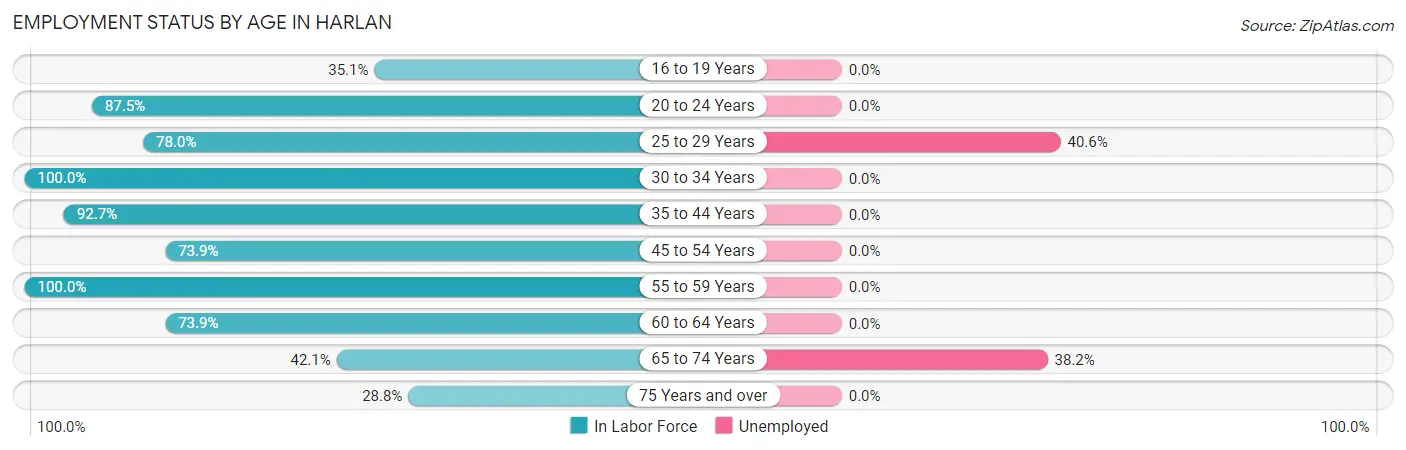 Employment Status by Age in Harlan