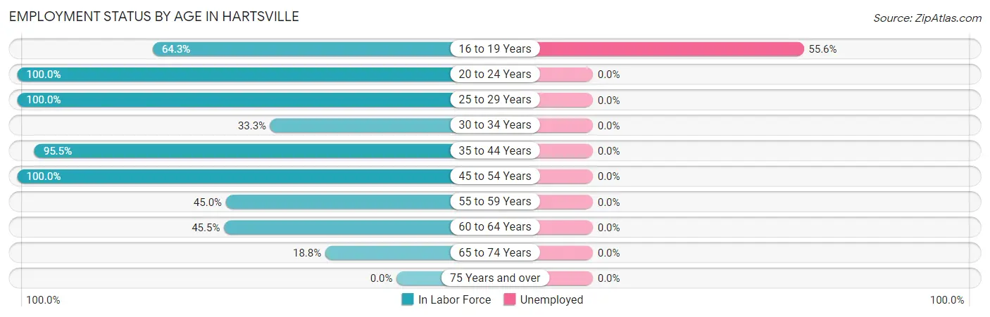 Employment Status by Age in Hartsville