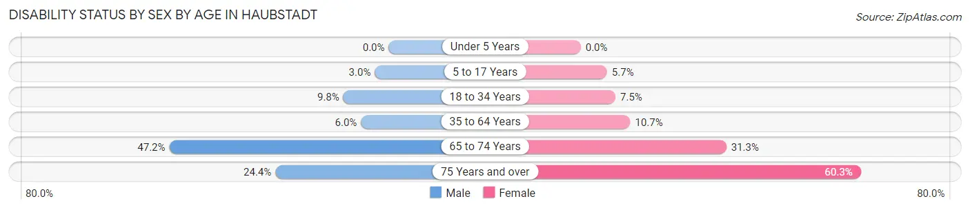 Disability Status by Sex by Age in Haubstadt