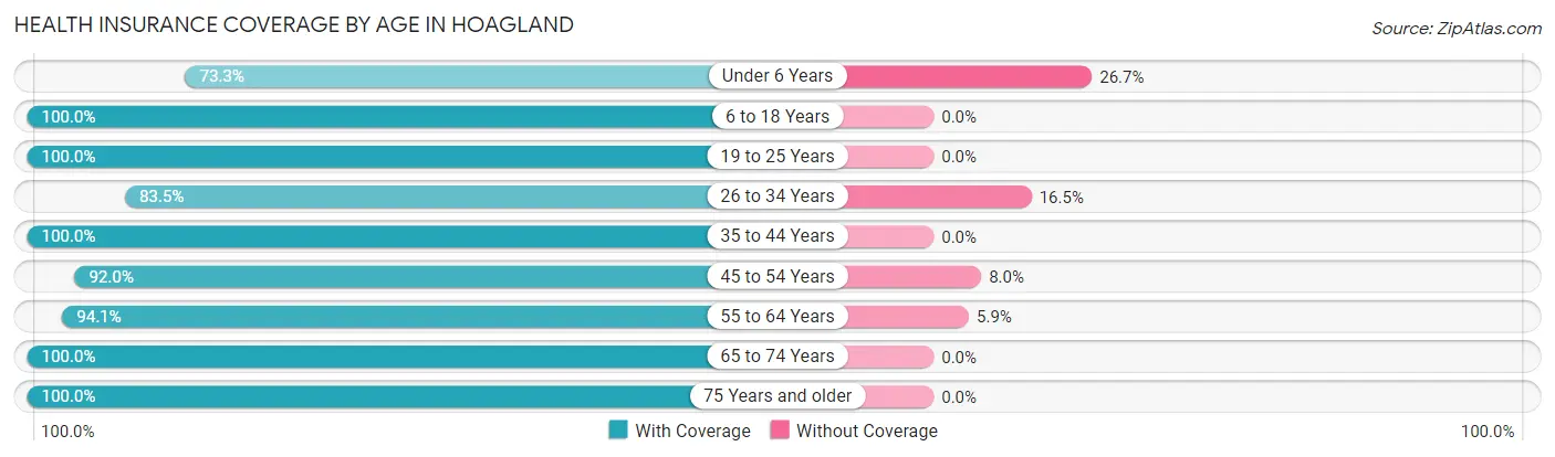 Health Insurance Coverage by Age in Hoagland