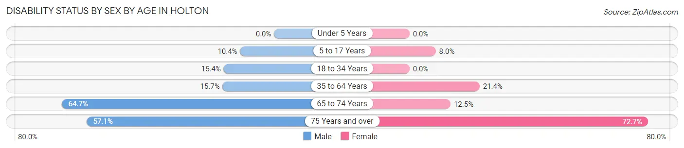 Disability Status by Sex by Age in Holton