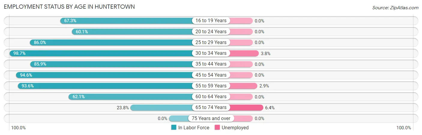 Employment Status by Age in Huntertown