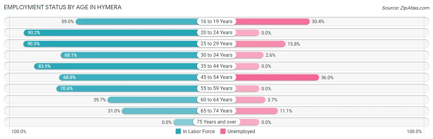 Employment Status by Age in Hymera