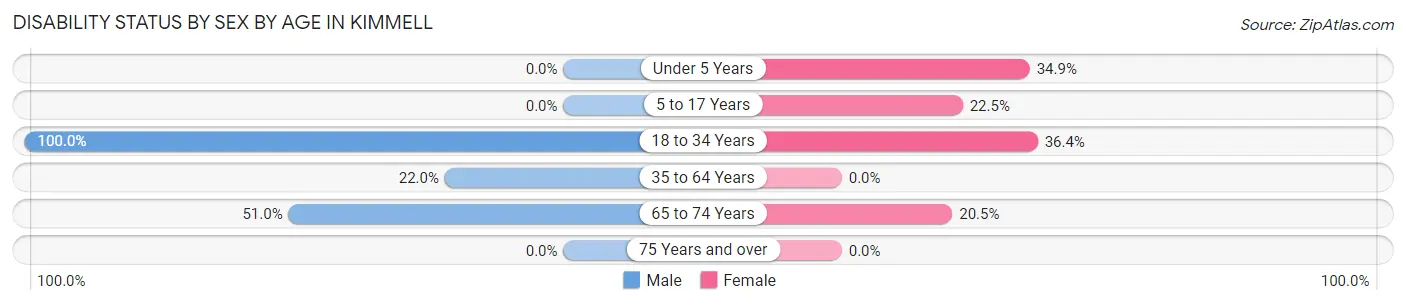 Disability Status by Sex by Age in Kimmell