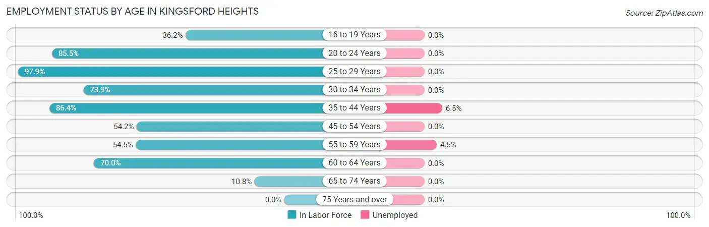 Employment Status by Age in Kingsford Heights