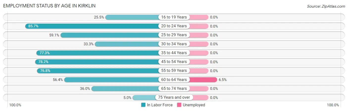 Employment Status by Age in Kirklin