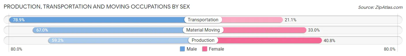 Production, Transportation and Moving Occupations by Sex in Kokomo