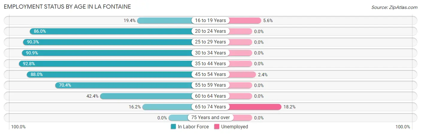 Employment Status by Age in La Fontaine