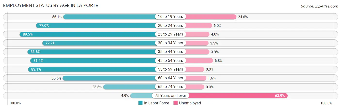 Employment Status by Age in La Porte