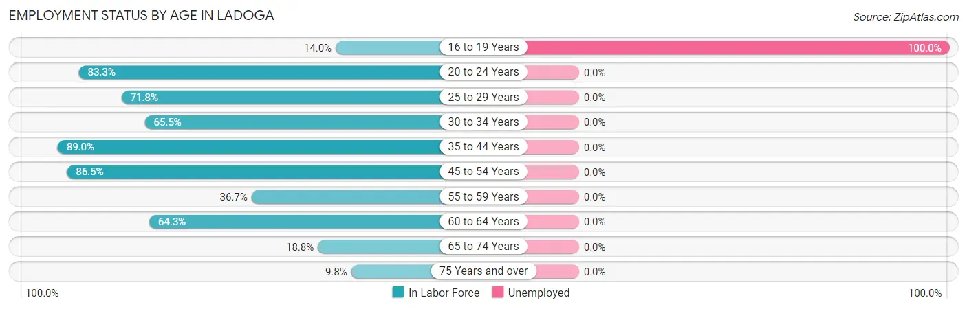 Employment Status by Age in Ladoga
