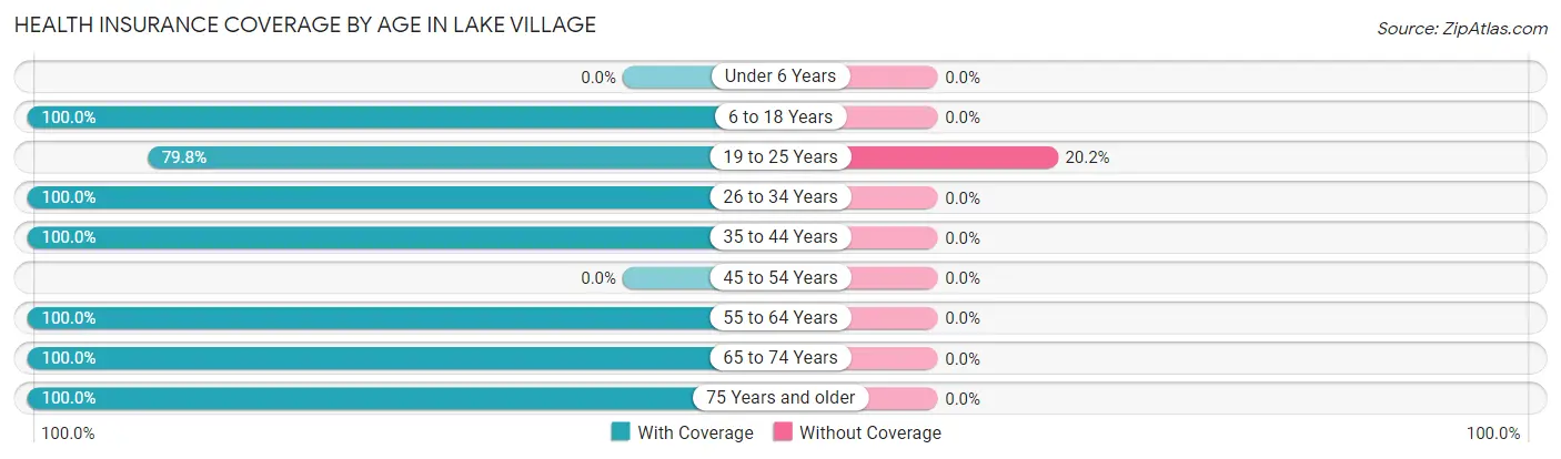 Health Insurance Coverage by Age in Lake Village