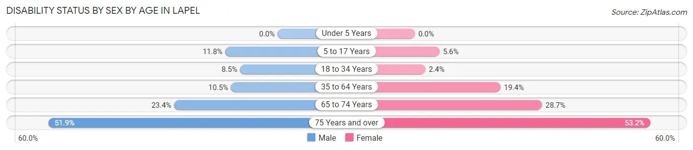 Disability Status by Sex by Age in Lapel