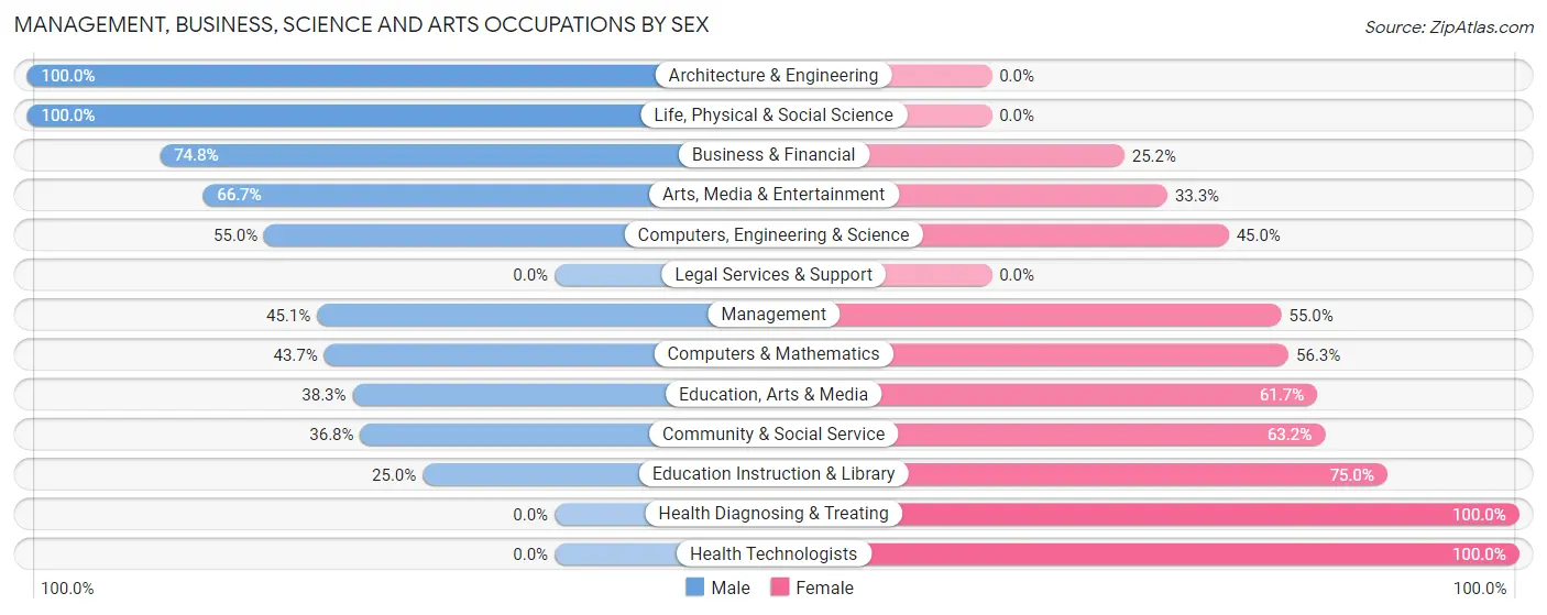 Management, Business, Science and Arts Occupations by Sex in Lapel