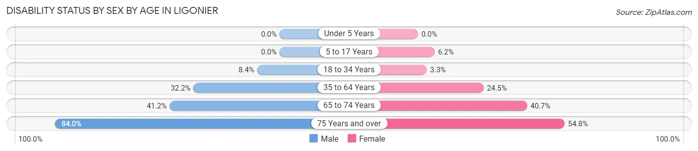 Disability Status by Sex by Age in Ligonier
