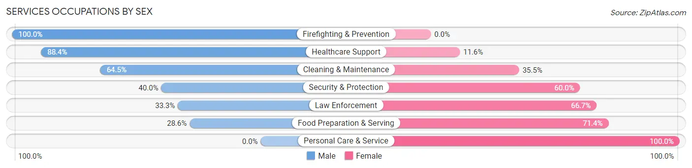 Services Occupations by Sex in Lyons