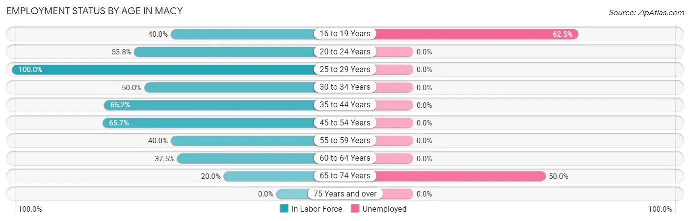 Employment Status by Age in Macy