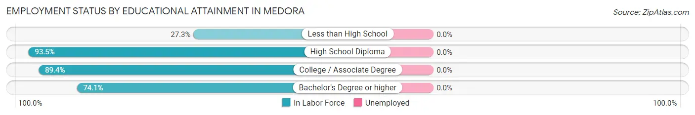 Employment Status by Educational Attainment in Medora