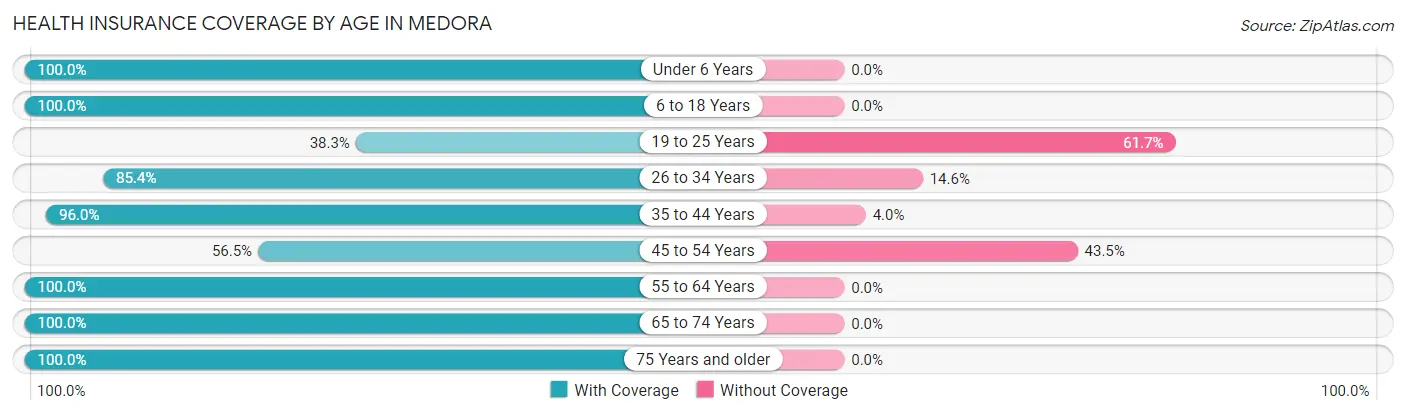 Health Insurance Coverage by Age in Medora