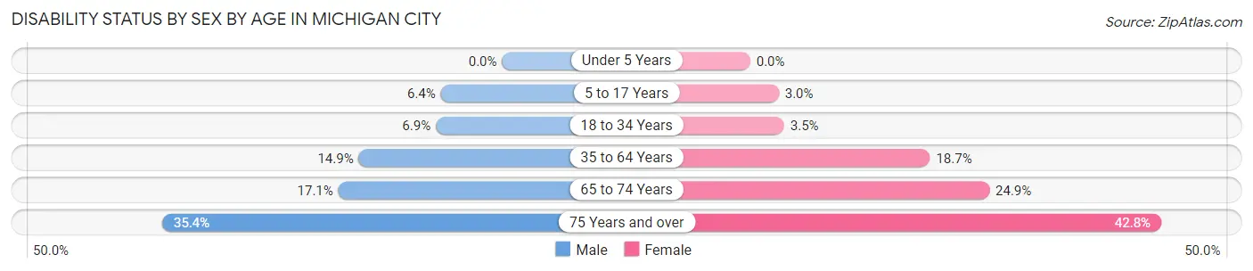 Disability Status by Sex by Age in Michigan City
