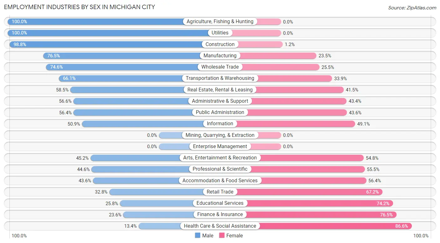 Employment Industries by Sex in Michigan City