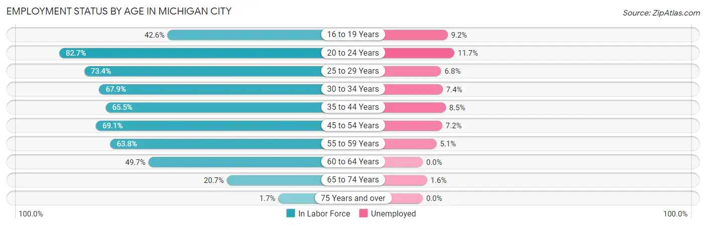 Employment Status by Age in Michigan City