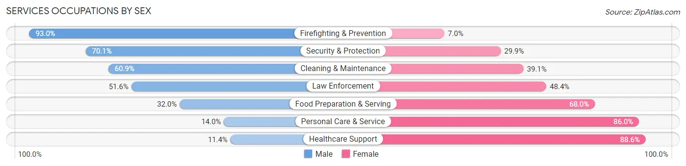 Services Occupations by Sex in Michigan City