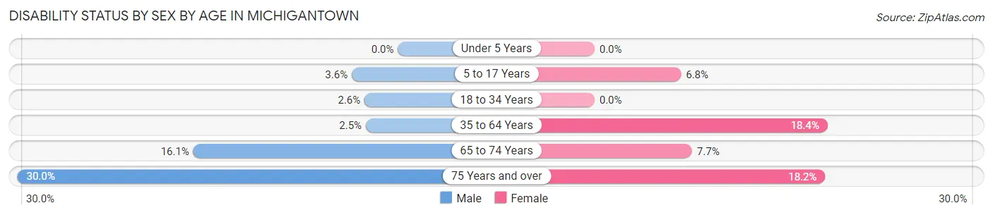 Disability Status by Sex by Age in Michigantown