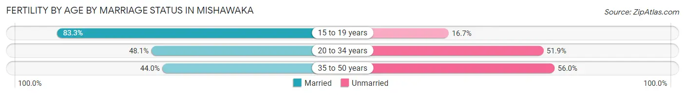 Female Fertility by Age by Marriage Status in Mishawaka