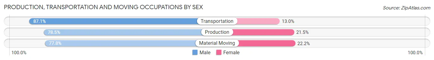 Production, Transportation and Moving Occupations by Sex in Mishawaka